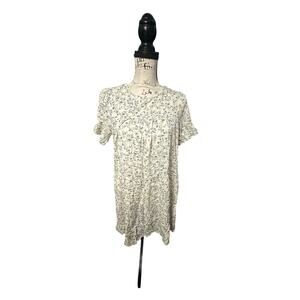 Floral Blue & White Ruffle Sleeve Tiered Mini Dress - Size S